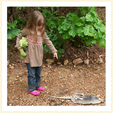 Zoey Louise points out a 'Good Armadillo.'